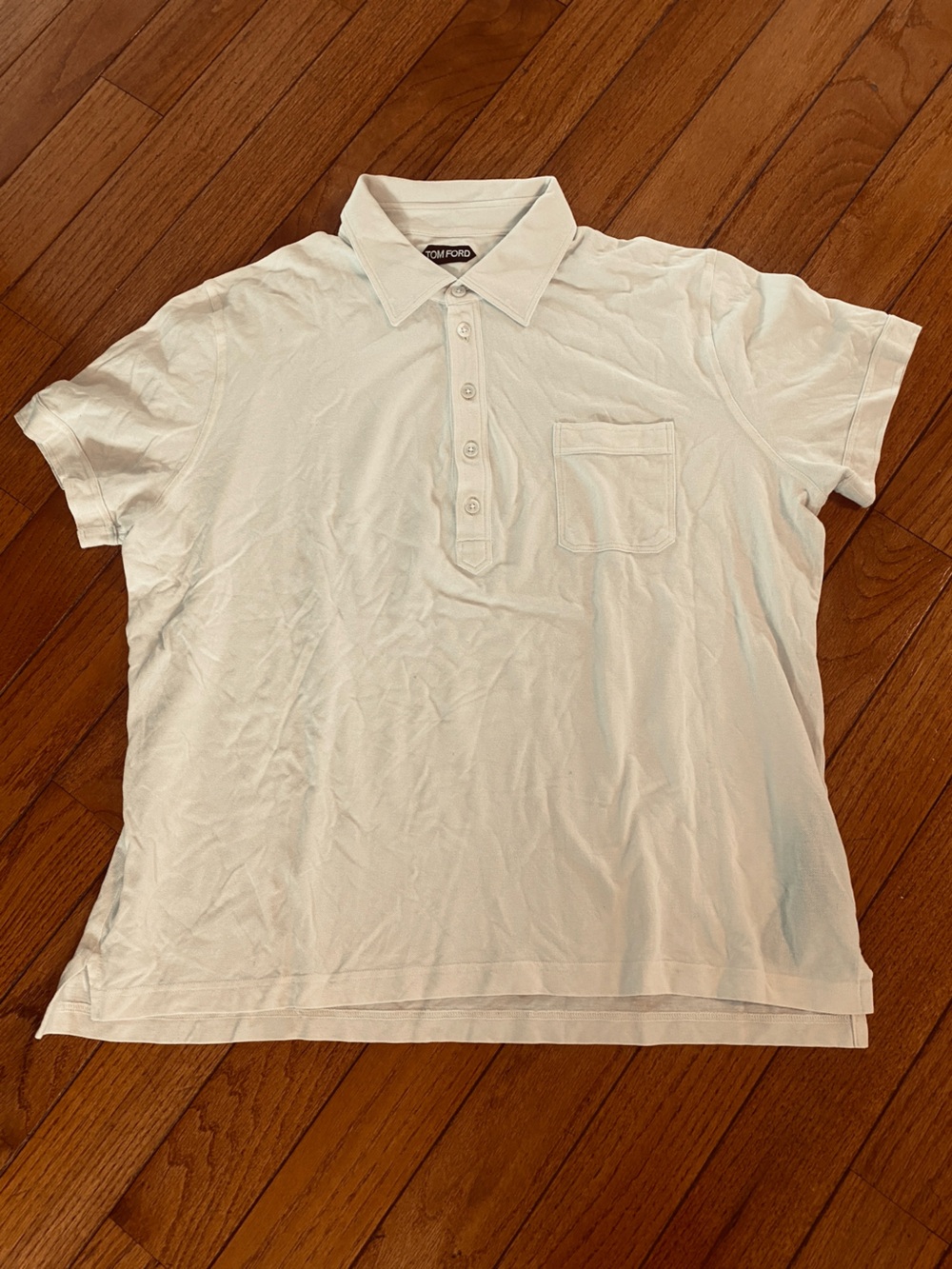 Tom Ford cotton silk Short-Sleeve Polo Shirt ecru off-white size 60 2XL